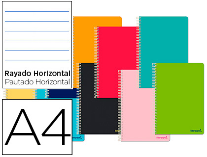 Cuaderno espiral Liderpapel Jolly A4 tapa extradura 80h 75g micro horizontal colores surtidos